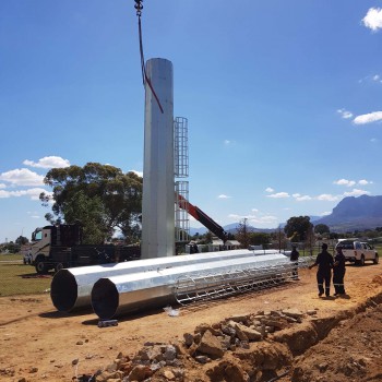 Mast sections staged on site